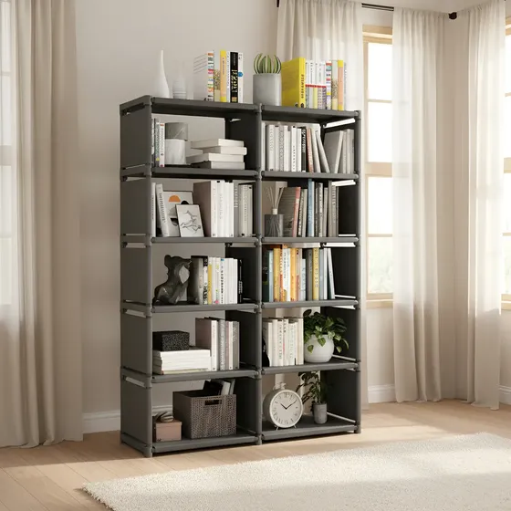 Mueble Organizador Repisas Car Mar de Tablaroca Estantería 10 Cubo Color Negro