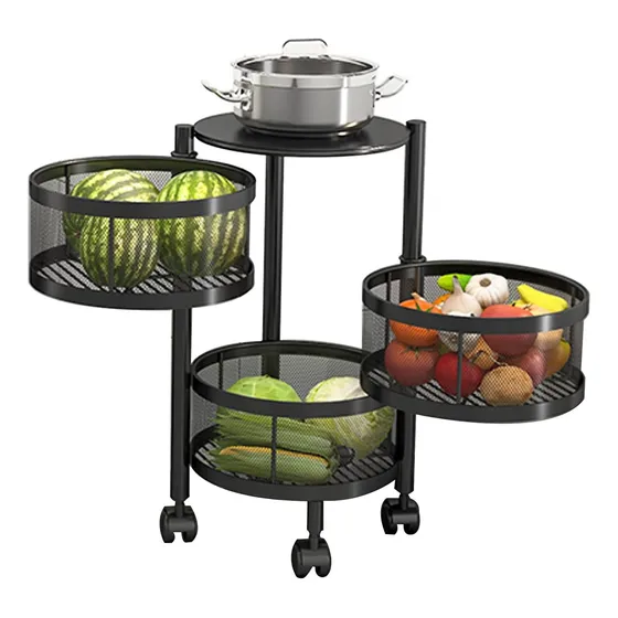 Organizador De Metal 3 Estantes Giratorios Con Ruedas Cocina