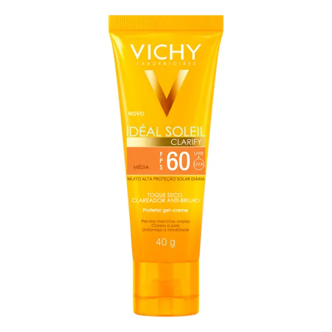 Protetor Solar Facial com Cor Média FPS60 Previne Manchas Clareia e Uniformiza a Pele T...
