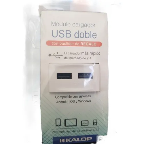 Tapa De Luz C/modulo Usb P/carga De Celulares Kit Kalop 2amp