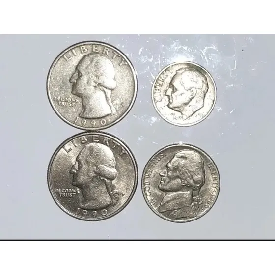 Eeuu 2 Cuartos De Dolar + 5 Centavos + 1 Dime