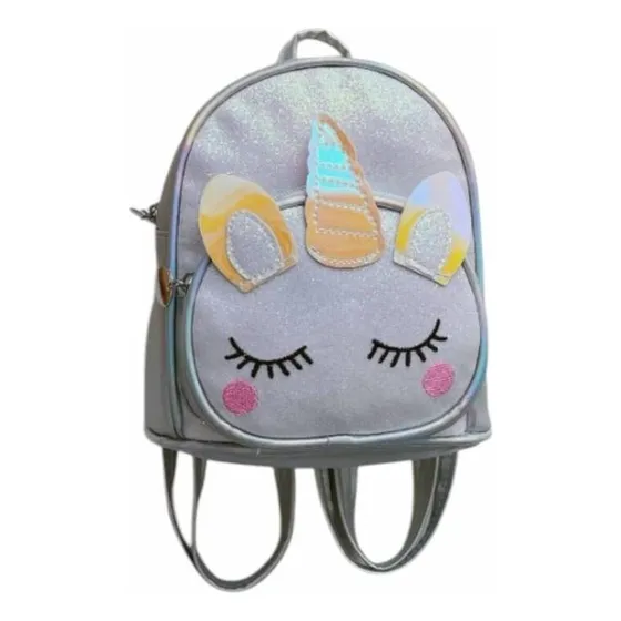 Mochila Unicornio Plateado Brillante Infantil Para Niños