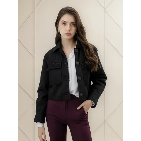 Campera Upminorista Gabardina Strass Mujer