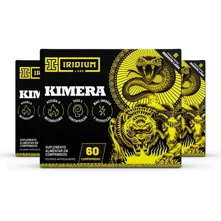 3 Kimera 60 Caps Iridium Labs Sabor Sem sabor Cafeína 180 g