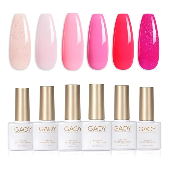 Conjunto De Esmalte Em Gel Com Glitter Rosa Gaoy, 6 Cores Nu