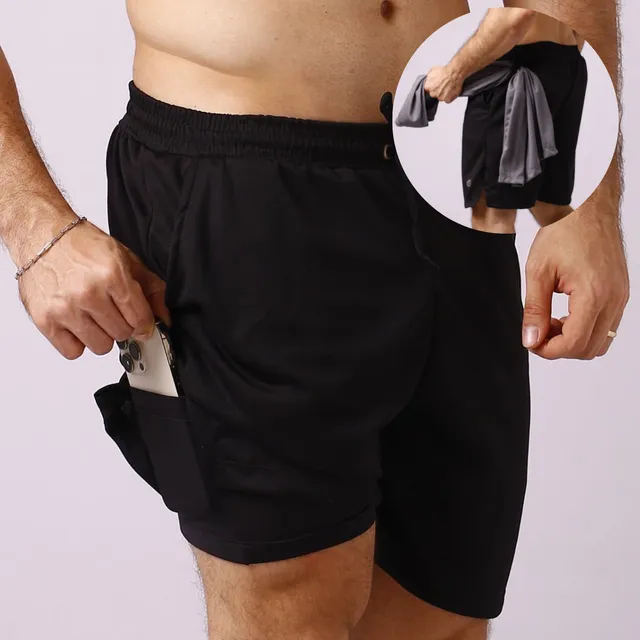 Shorts Bermuda 2 Em 1 Para Academia Corrida Masculina