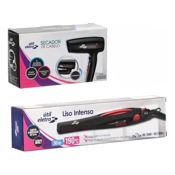 Kit Viagem Secador E Prancha De Cabelo Portátil Bivolt