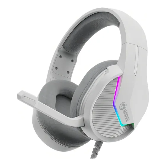Headset Marvo H8618 Wh Wired Rgb White Cor Branco Luz Rgb Static