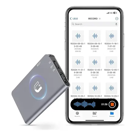Mini Gravador Espião Profissional 64gb Áudio Voz Discreto Cinza