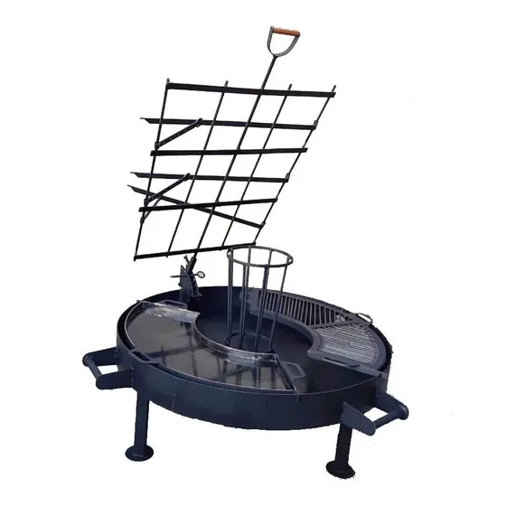 Parrilla móvil Fuegos Serranos Fogón Asador Premium diámetro de 1m negra