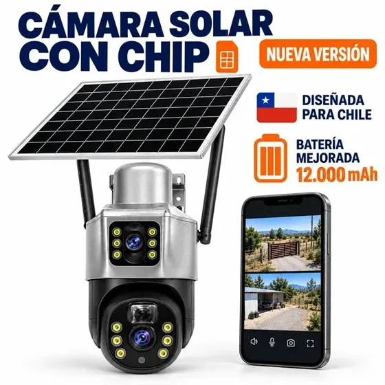 Cámara Solar Con Chip 4g Doble Lente 12000mah Homologada