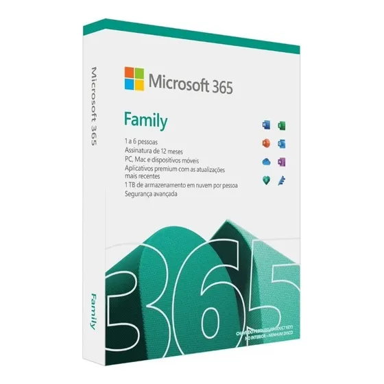 Microsoft Office 365 Family Licença de 12 Meses Físico