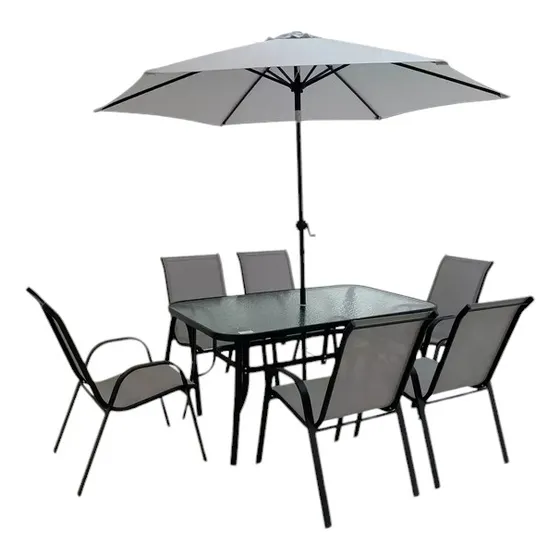 Juego De Exterior Jardin 6 Sillones Mas Sombrilla
