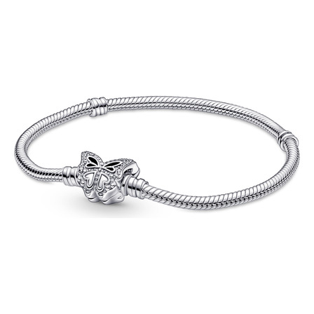 Bracelete De Prata Em Trama E Fecho Borboleta Pandora Bracelete De Prata Em Trama E Fecho Borboleta Pandora