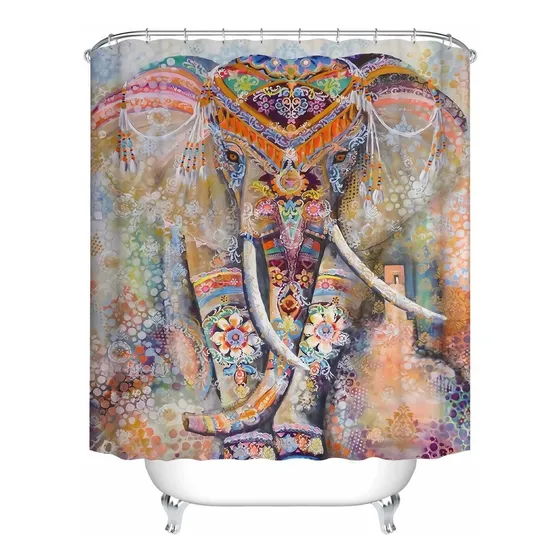 Miranda's Bridal Cortina Ducha Elefante Bohemio Para Baño B