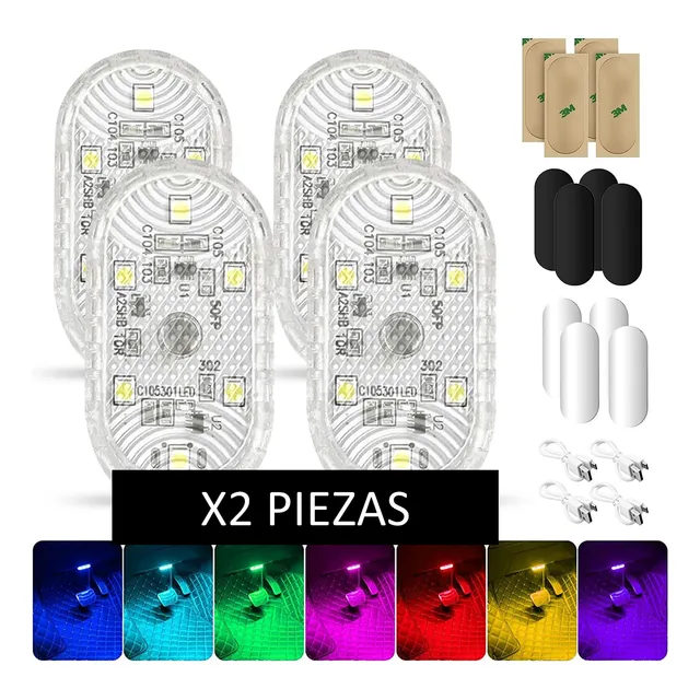 Mini Luz Led Táctil Recargable Para Interior De Vehículo