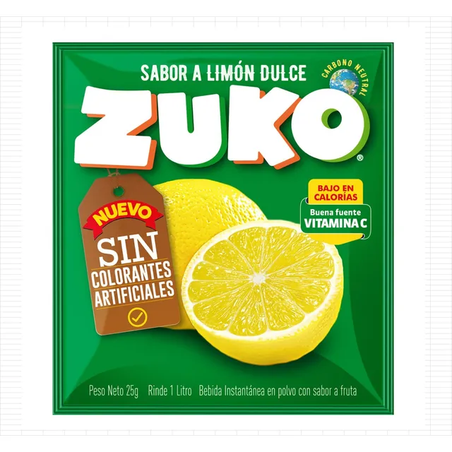 Jugo Zuko  En Polvo Sabor Limon Dulce X 50 Sobres