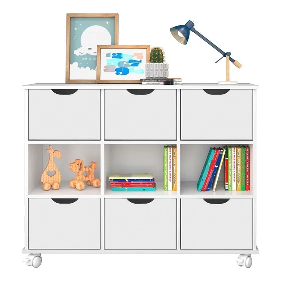 Nicho Organizador 6 Gavetas Com Rodízios Branco - Qmovi