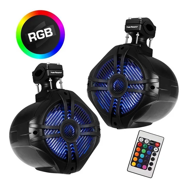 Bocinas Sonido Marino Torre 8 850w Rgb Rzr Lancha Atv Moto Color Negro