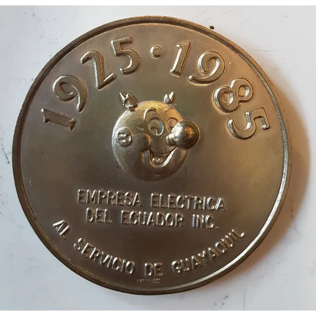Medalla 60 Años Empresa Electrica Emelec 1985 Plateada