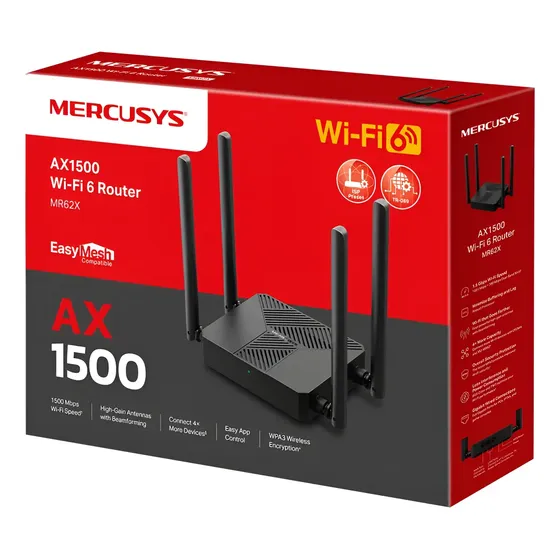 Router Mercusys Tp-link Mr62x Wifi 6 Ax1500 Dual Band 4 Ante | Cuotas sin interés