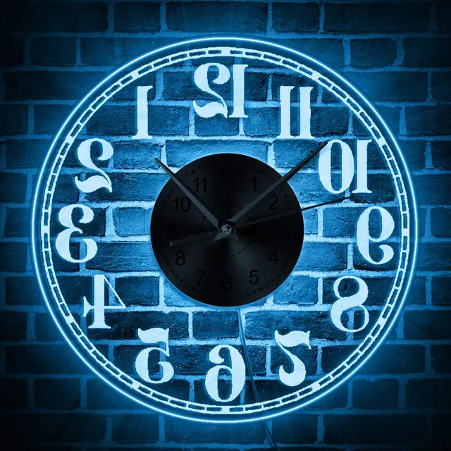 Geeky Days Reloj Pared Retroiluminacion Led Luminoso Reversa