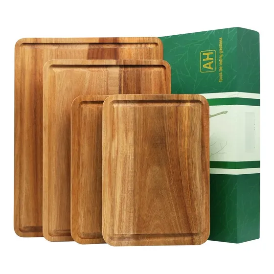 Azrhom Juego 4 Tabla Cortar Madera S Para Queso Cocina (caja