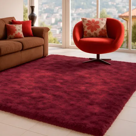 Tapete 2,00x1,50 Peludo Felpudo Sala E Quarto Cores Cor Bordô Desenho Do Tecido Pelo Alto 2 M 1.4 M