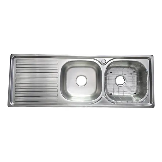 Lavaplatos 120x44 Empotrar Doble Acero Inox Secador Izquierd Color Plateado
