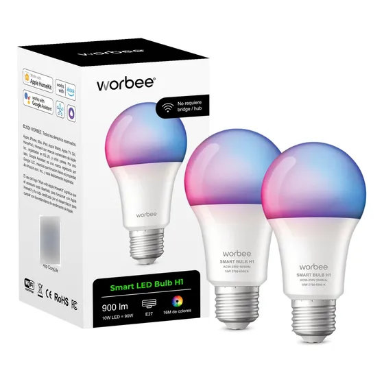 Pack 2 Orwe Ampolleta Inteligente Led H1 Wifi Apple Homekit