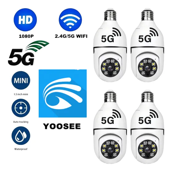 Kit 4 Lâmpada Câmera Ip Wifi 5g Segurança 360 Espiã Yoosee