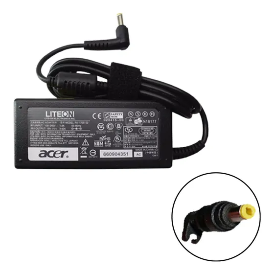 Cargador Laptop Acer 19v 3.42amp Punta Amarilla Somos Tienda