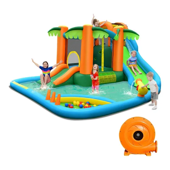 Costzon Casa Infllable 7 1 Do Tobogan Agua Pared Para