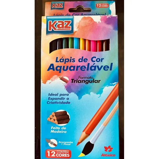 Lapis De Cor Aquarelável Triangular Madeira Atoxico Kaz Cor da marcação Colorido