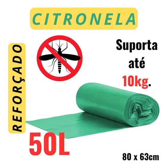 Saco Lixo 50l Citronela Repelente Super Resistente Anti Odor
