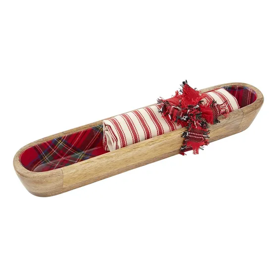 Mud Pie Tartan Rojo Plato Galleta Navidad Juego Toalla 2.0 X