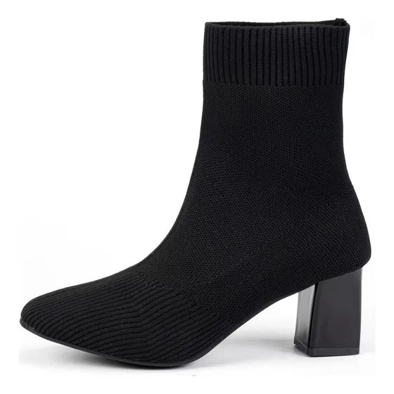 Botas Elásticas Negras Para Mujer, Calcetines De Malla, Bota