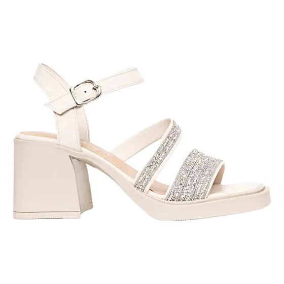 Sandalias De Mujer Viamo Night Manel Hueso Cuero
