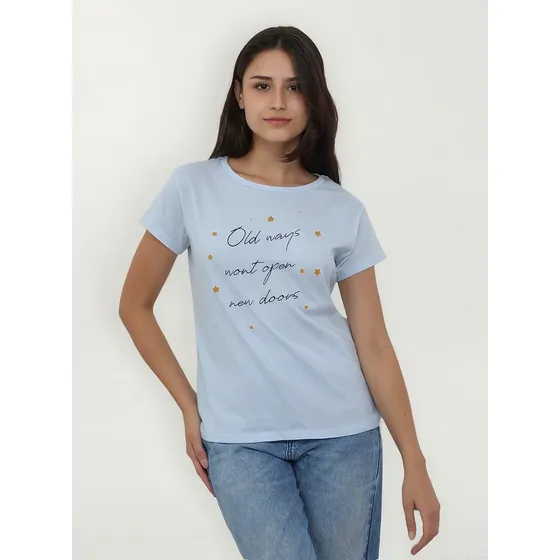 Remera Basica Algodon Cuello Redondo New Doors Mujer