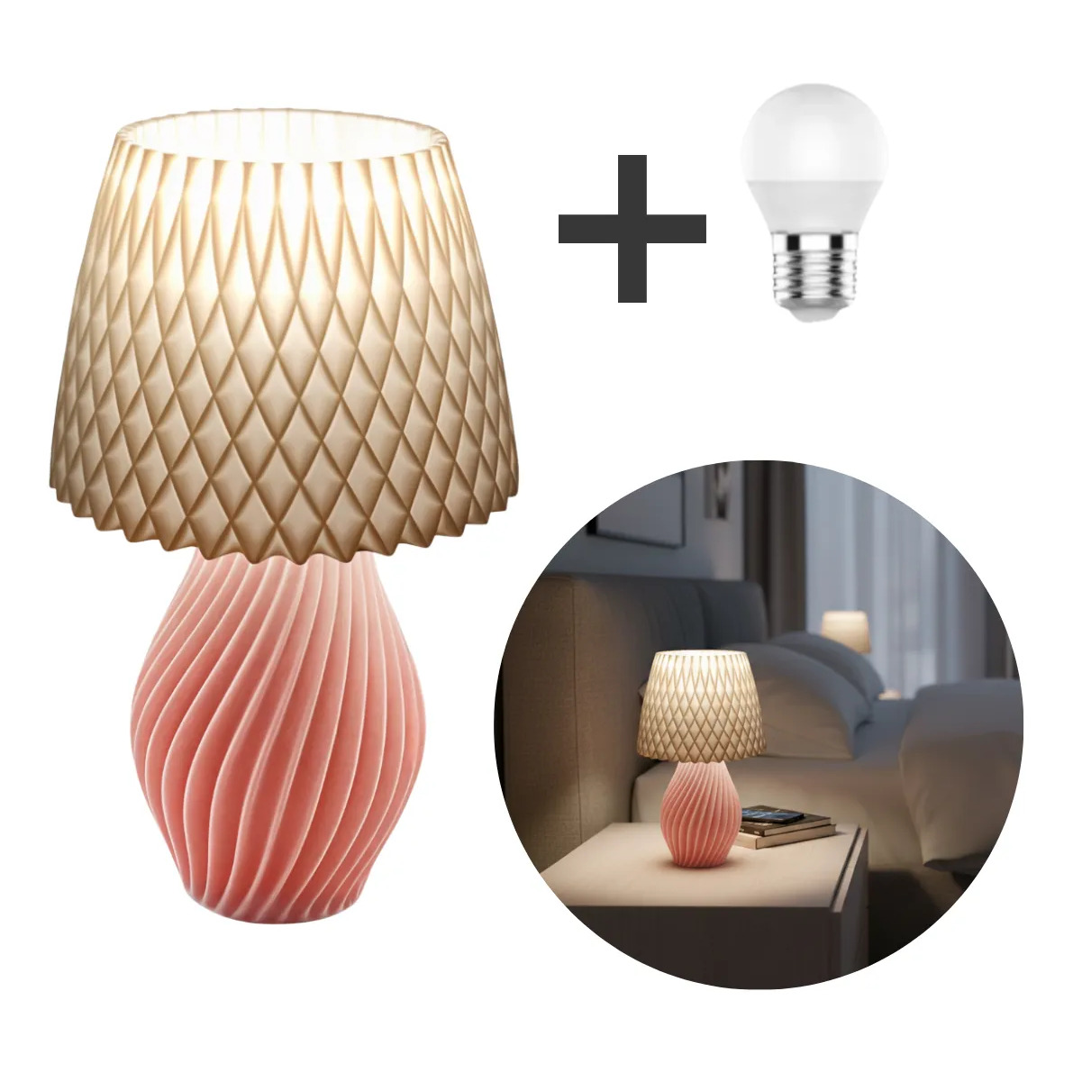 Abajur moderno com design geometrico e lampada