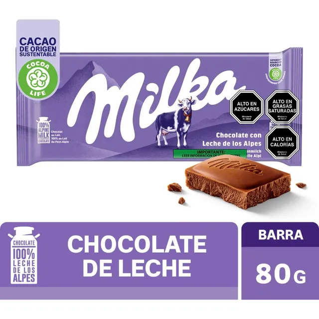Chocolate Milka® De Leche Barra 80g