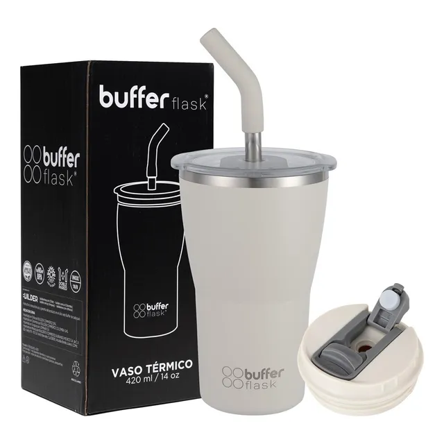 Mug Vaso Termo Agua Café 400ml Buffer Acero Inox + Tapas