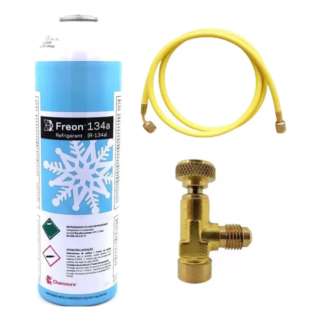 Refil Gas 134a Dupont C/ 750gr + Váuvula Garrafa + Mangueira