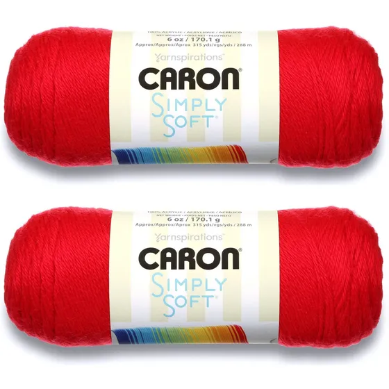 Madeja Lana Suave Color Solido 2 Unidad Acrilico Rojo