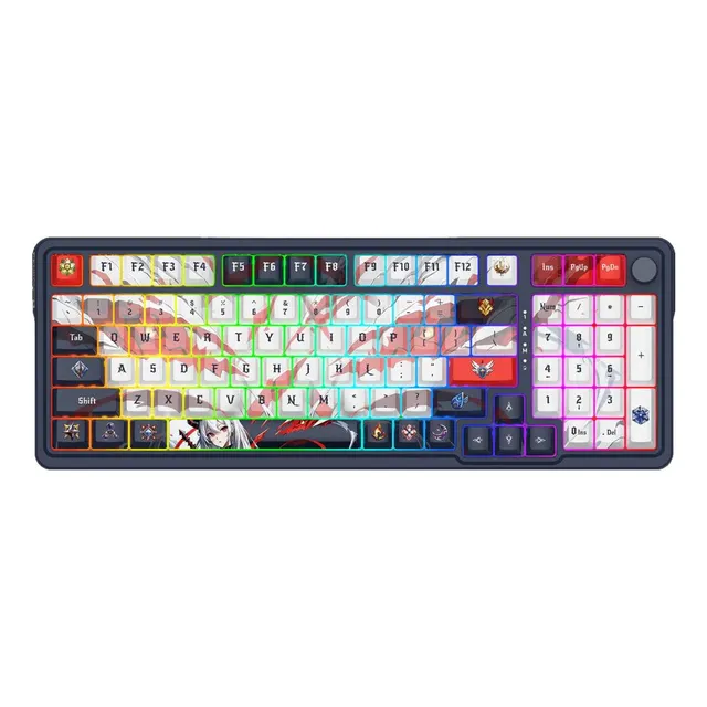 TECLADO GAMER REDRAGON EISA PRO SE WIRELESS K686AK RGB TECLADO NEGRO, BLANCO Y ROJO, DISEÑO ANIME IDIOMA INGLÉS