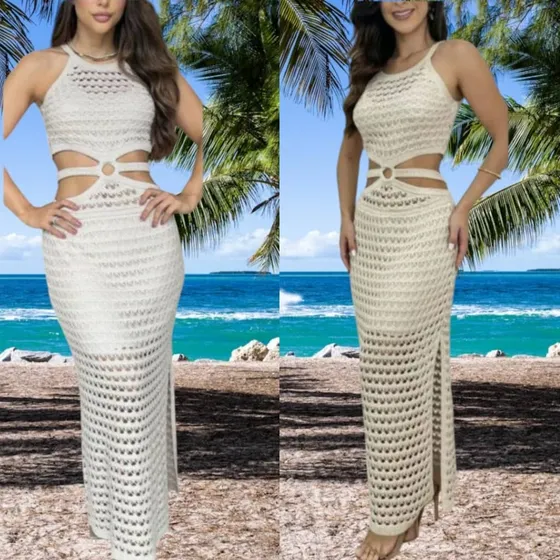Moda Playera Mujer Tejido Largo - Vestido 12345