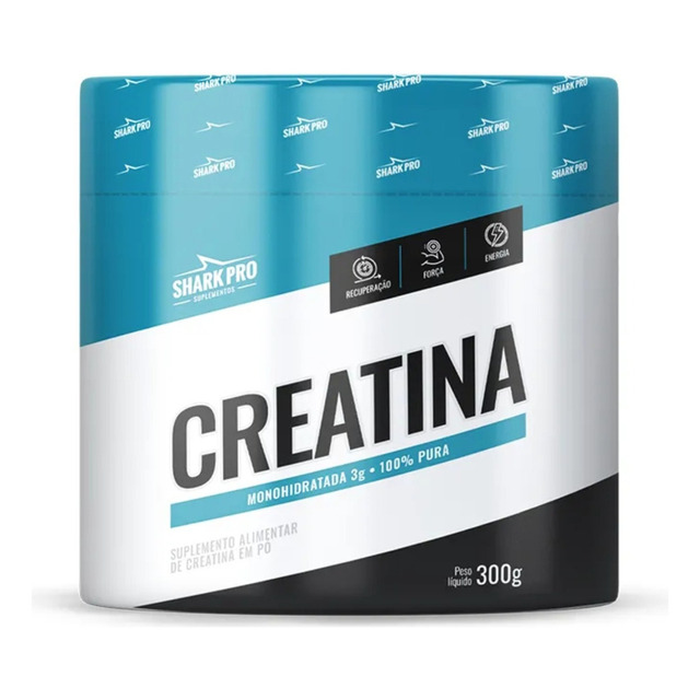 Creatina Pura 300g 100% Monohidratada - Shark Pro Sabor Natural