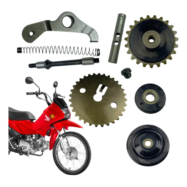 Kit Engrenagem Biz 100 Pop 110 Tensor Guia Corrente Comando