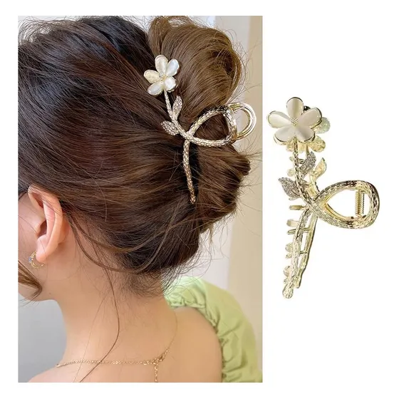 1pcs Metal Sliver Hair Clips Cats Eyes Stone Lwm1b