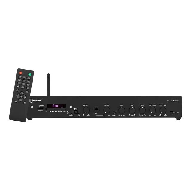 Amplificador Taramps Ths 6000 400w Rms Bluetooth Receiver Usb Micro Sd Aux Entrada Optica Som Ambiente Home Estereo Audio Tv Casa Potente Compacto Controle Remoto Residencial Comercial Empresarial